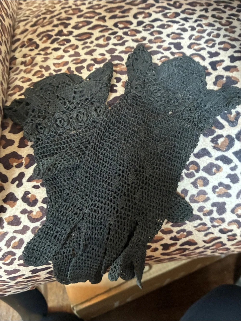 Black Lace Irish Crochet Women's Gloves